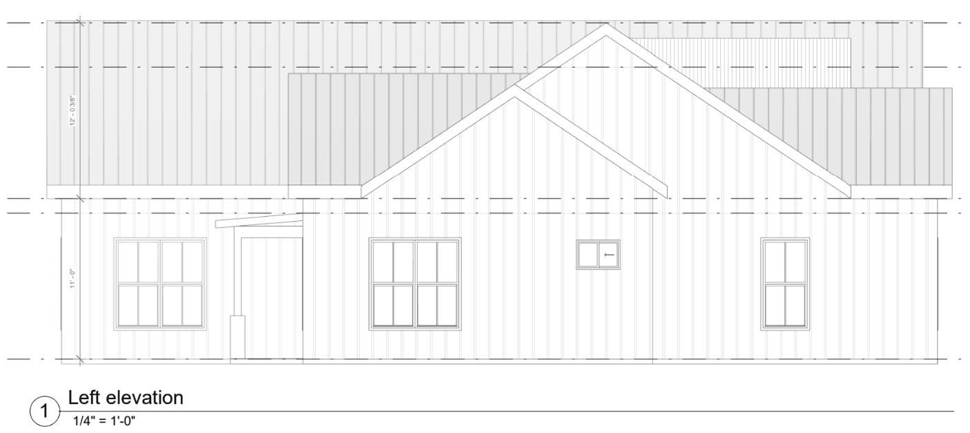 The Alder Modern Farmhouse Plan — Left Elevation