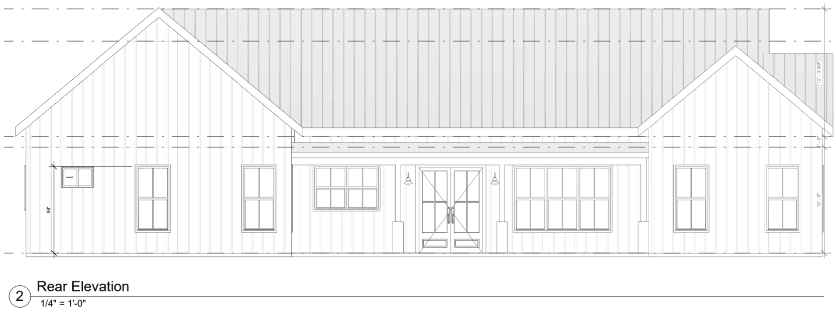 The Alder Modern Farmhouse Plan — Rear Elevation