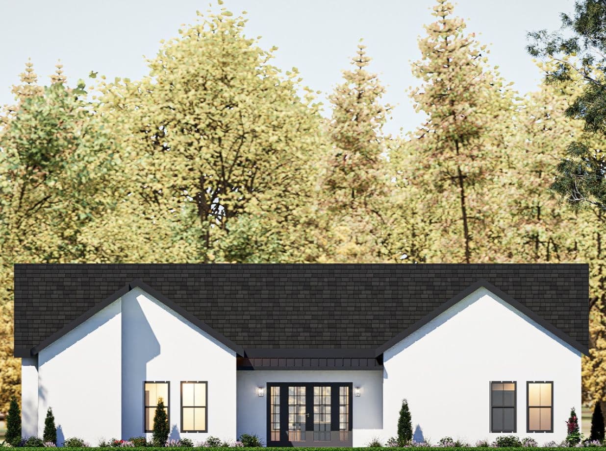 Azalea Modern Farmhouse Plan — Rear Elevation