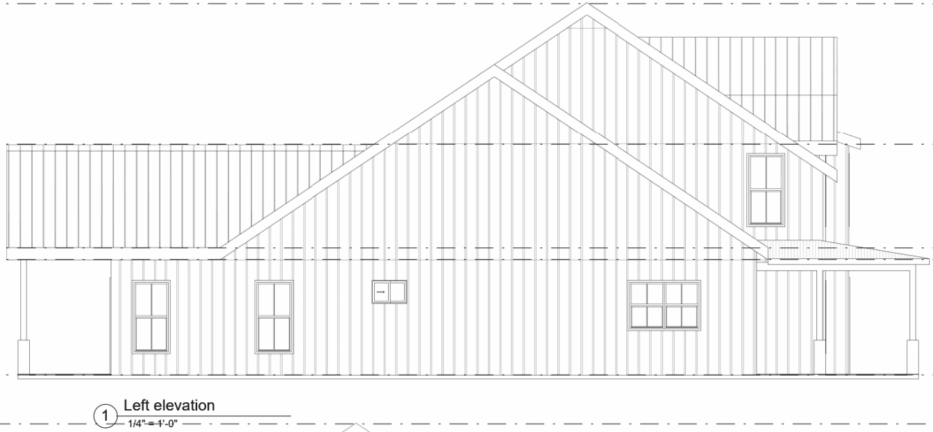 Horizon Modern Farmhouse Plan — Left Elevation