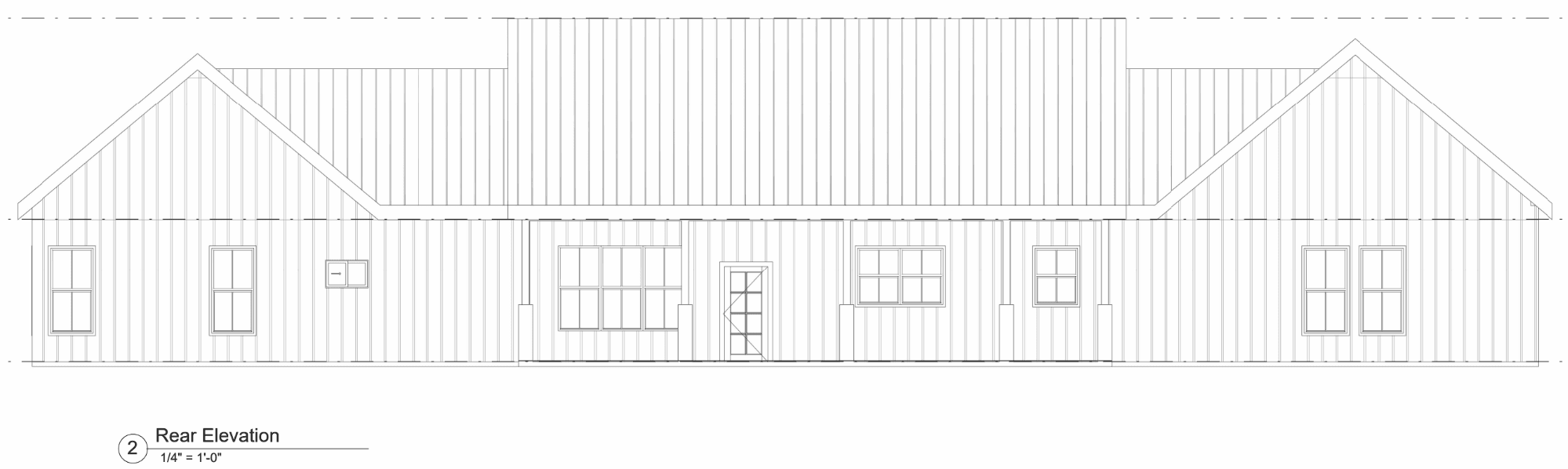 Laurel Modern Farmhouse Plan — Rear Elevation