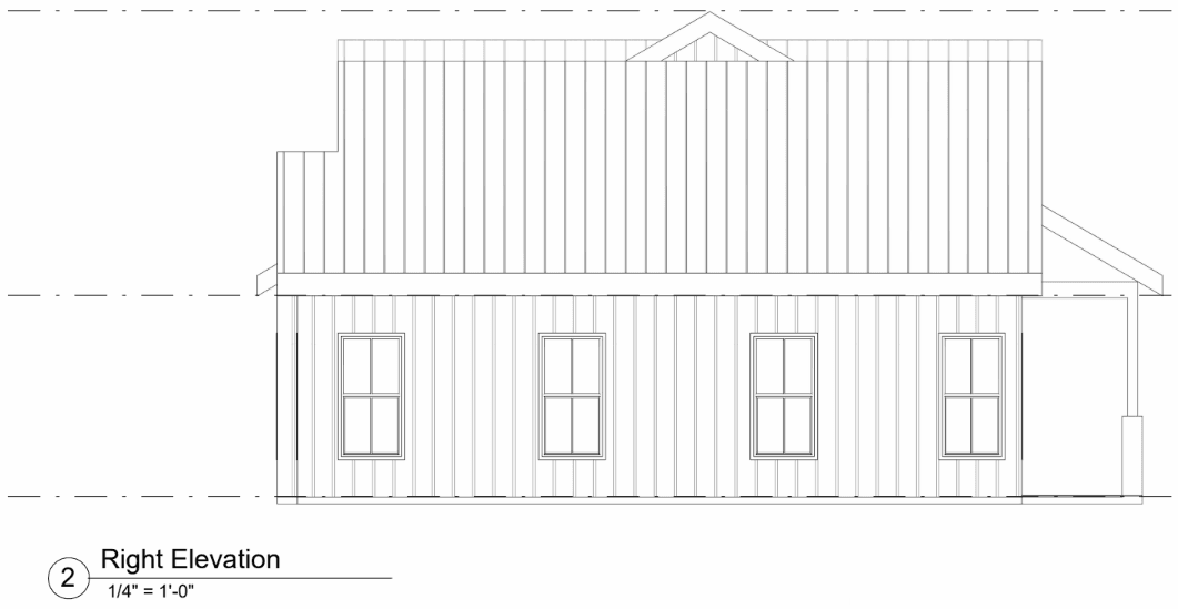 Laurel Modern Farmhouse Plan — Right Elevation