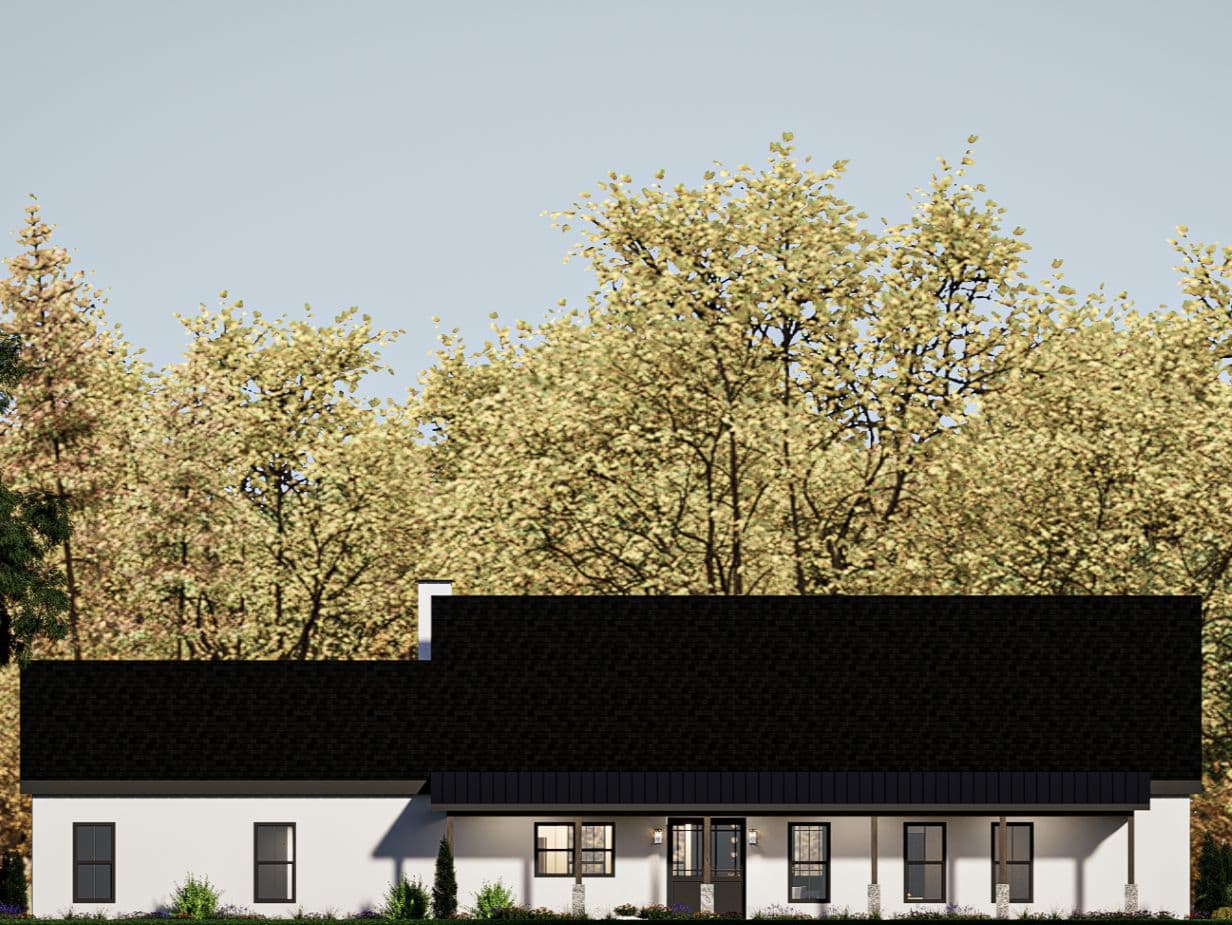 Ashton Modern Farmhouse Plan — Rear Elevation